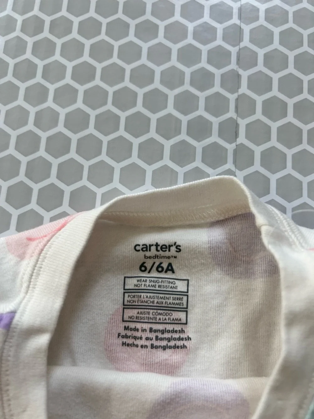 Carter's Cream Pajama Set with Pink, Purple & Blue Smiley Dots Size 6